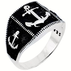 Ασημένιο ανδρικό δαχτυλίδι "άγκυρα" 925